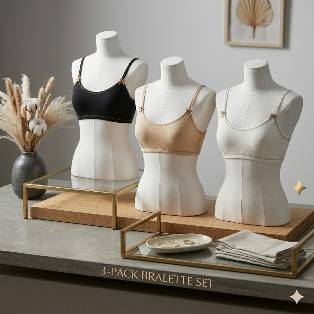 Shezaib  Pack of 3  Soft Cotton Non Padded Seamless Knit Bralette bra -590