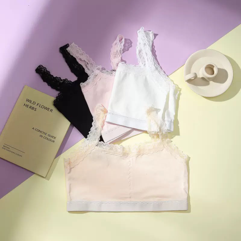 Shezaib   pack of 3 Teenagers Elegant Floral Lace Camisole Bra Pack