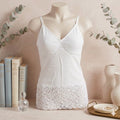 Women's Seamless Lace Camisole Tank Top with Built-In Bra – Soft Stretch Comfort Cami CMS-001