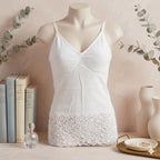 Women's Seamless Lace Camisole Tank Top with Built-In Bra – Soft Stretch Comfort Cami CMS-001