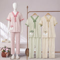 Women's Bow Tie Lounge Wear Set – Half Sleeve Relaxed Fit Night Suit | 2 Piece Pajama Set