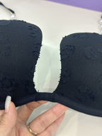 Luxury Pearl-Strap Lace Padded Bra Black -9091