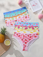 Pack of 3 Cute Fruit & Dessert Print  Multi-Color Low-Waist Briefs -2030