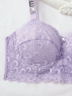 Premium Floral Lace Non-Padded Bralette with Rhinestone LOVE Straps -1014