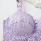 Premium Floral Lace Non-Padded Bralette with Rhinestone LOVE Straps -1014