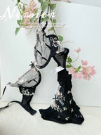 Elegant Non-Padded Floral Embroidered Mesh Bra & Panty Set -9980