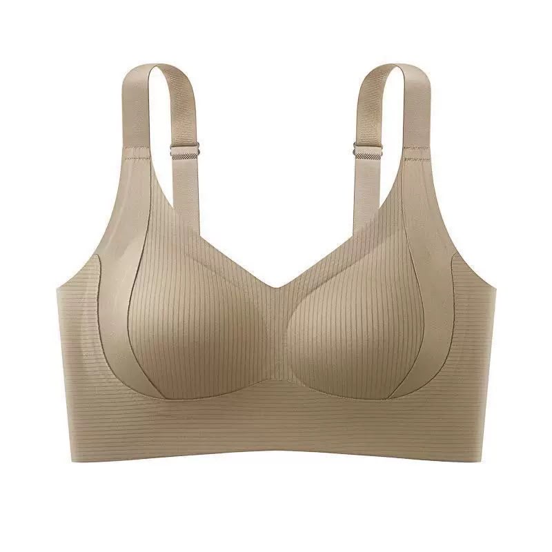 Seamless 4 hooks  Ribbed Soft Support Bra - Wireless Wide Strap Bralette -1200