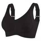 Seamless 4 hooks  Ribbed Soft Support Bra - Wireless Wide Strap Bralette -1200