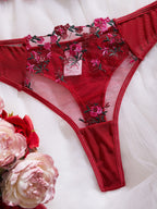 Floral Embroidered Sheer Lingerie Set -118
