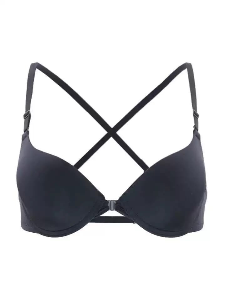 Pinstripe Front-Closure Push-Up Bra – Everyday Comfort & Seamless Style- 1501 Lining