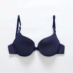 Pinstripe Front-Closure Push-Up Bra – Everyday Comfort & Seamless Style- 1501 Lining