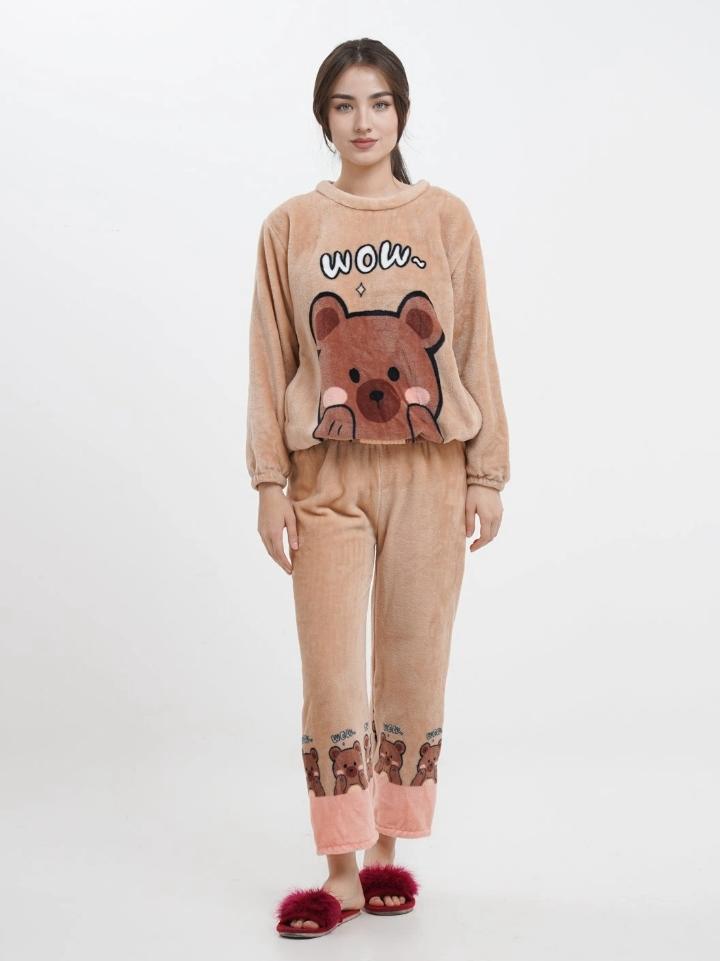 Women’s Ultra-Soft Plush Fleece Teddy Bear Pajama Set – Cute Winter Sleepwear & Loungewear