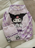 Cute Purple Kuromi Anime Plush Velvet Pajama Set – Warm & Cozy Winter Sleepwear