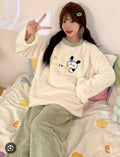 Cute "Carrot" Puppy Embroidered Sherpa Fleece Pajama Set – Soft Plush Winter Sleepwear
