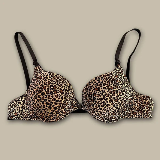 Shezaib Wired Printed Leopard Push Up Bra Front Buckle Bra For Women 1501