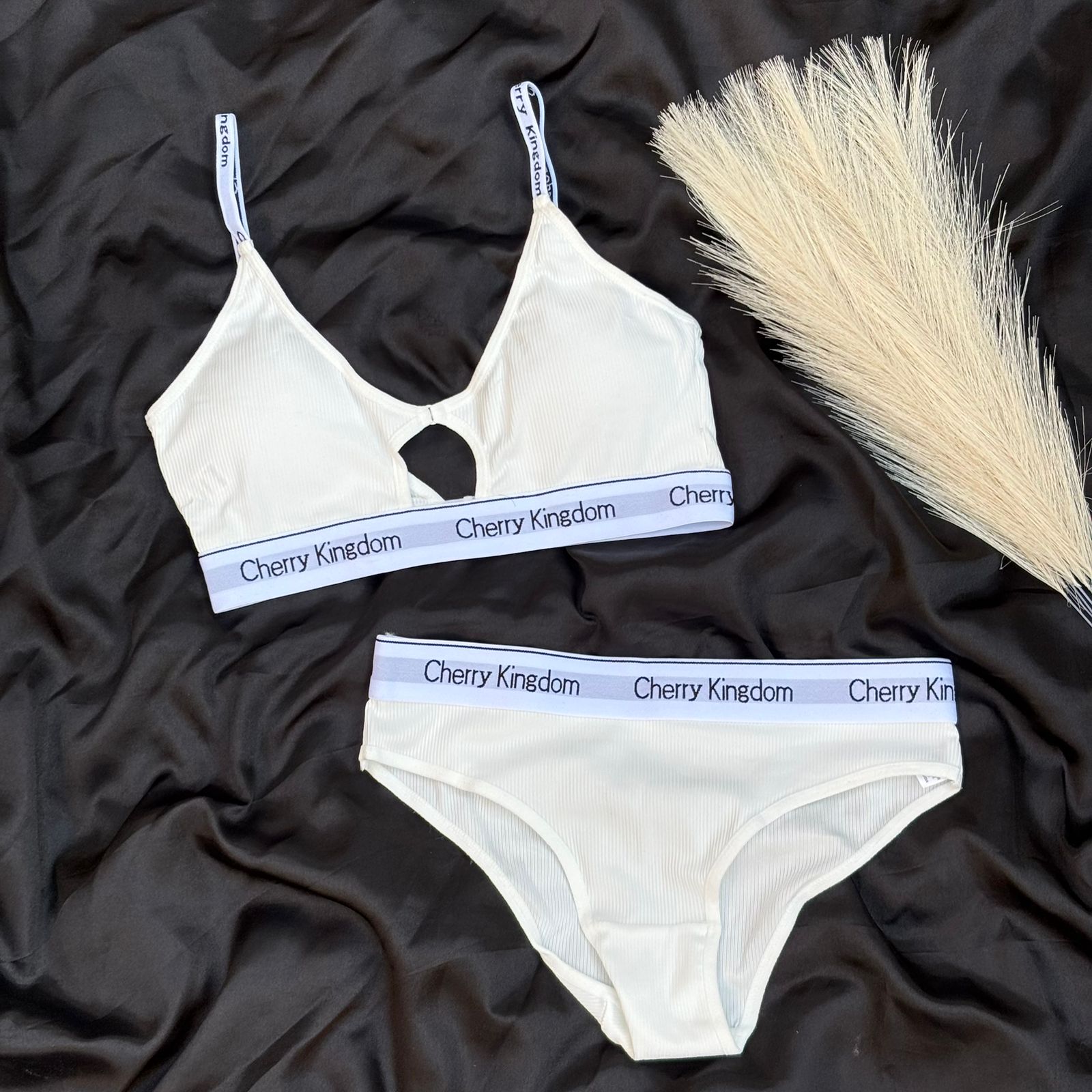 New High Quality Soft Cotton Letter Strap Mid Hollow Sports Light Padded Bra And Panty Set