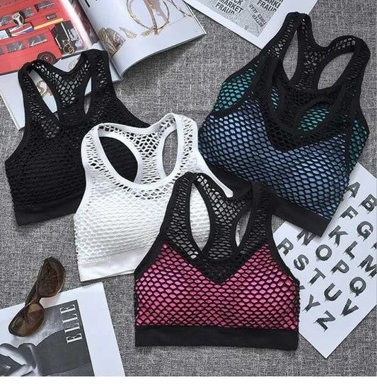 New High Quality Imported  Mesh Net Design Sports Bra 1620