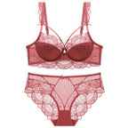 Shezaib High Quality Thin Half Cup Lace Wired Half Cup Adjustable Straps Back Closure Bridal Light Padded Bra Panty Set