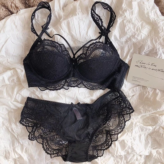 Shezaib High Quality Thin Half Cup Lace Wired Half Cup Adjustable Straps Back Closure Bridal Light Padded Bra Panty Set