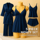 Shezaib 5 pcs Non Padded Pure Silk Pajama Set Cami Top Nightgown Sexy Sleepwear Robe Sets Lace Nightdress