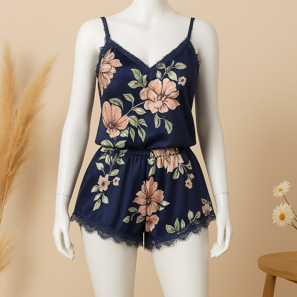 Shezaib New Short Floral Printed Nighty For Girls 7021