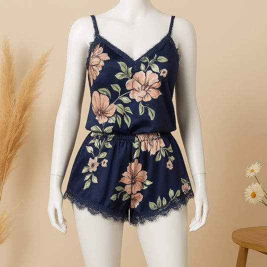 Shezaib New Short Floral Printed Nighty For Girls 7021