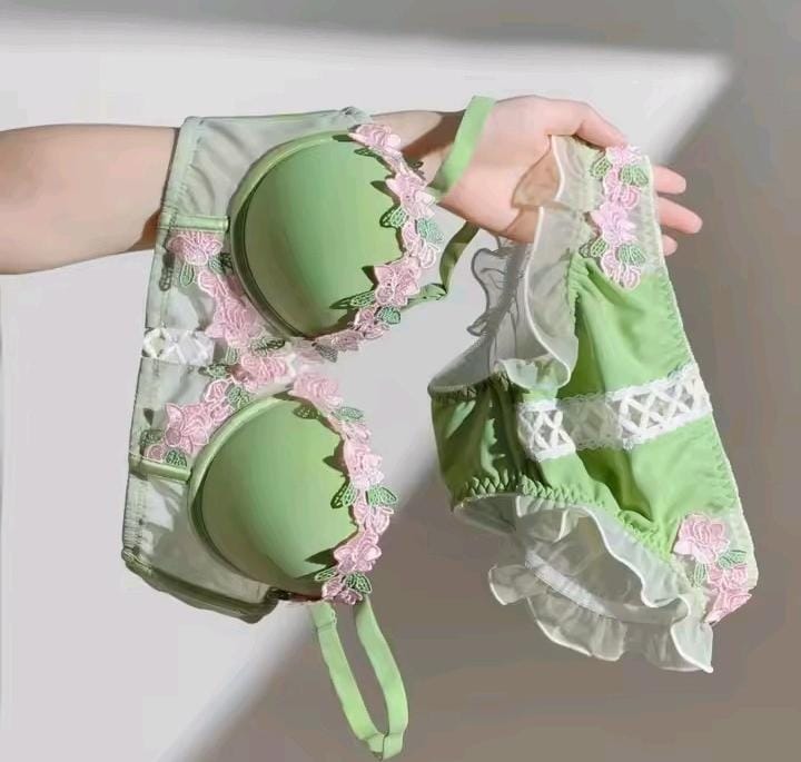 Flourish Green Blossom Lace Bra & Panty Set 115