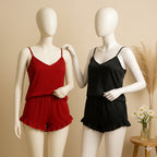Shezaib 2 pcs silk Cami Sets Charming Style Short Non Padded Inner and Short Nighty 2409