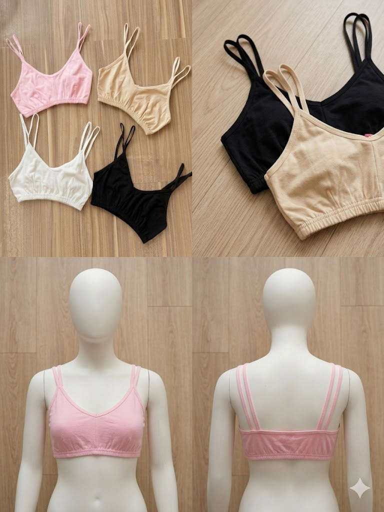 Shezaib Pack of 3 Non Padded Soft Cotton Summer Camisole Bralette – Lightweight & Breathable Comfort Wear 3288