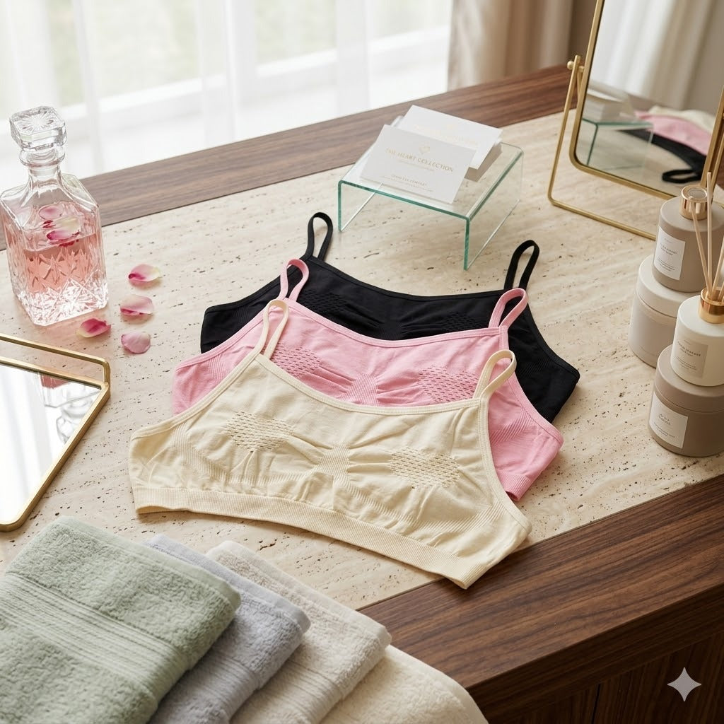 Shezaib  Pack of 3  Soft Cotton Non Padded Seamless Knit Bralette bra -540