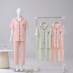 Women's Striped Button-Down Night Suit – Soft Half Sleeve Pajama Set | 2 Piece Sleepwear