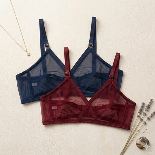 Shezaib Non-Padded & Non-Wired Cotton Full Cover Full Net Transparent Bra