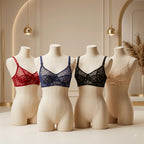Women's Non-Padded Sheer Mesh Heart Print Bra – Soft Transparent Everyday Comfort Bra