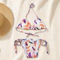 Women's Padded Triangle Bikini Set – Floral & Geometric Print Beachwear BIK-2219