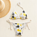 Women's Padded Triangle Bikini Set – Floral & Geometric Print Beachwear BIK-2213