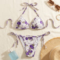 Women's Padded Triangle Bikini Set – Floral & Geometric Print Beachwear BIK-2881