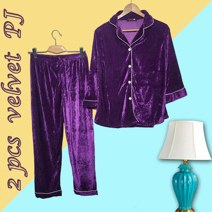 Shezaib 2 pcs velvet Pj Suit For Women Girls