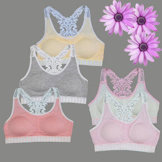 Flourish 1 Pc Cotton Bra Vest For Girls Steel-Free Non Padded Bra-A25