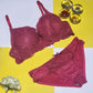 Shezaib High Quality Lace Emboidered Cotton Adjustable Straps Back Closure Light Padded Wired Bra & Panty Set
