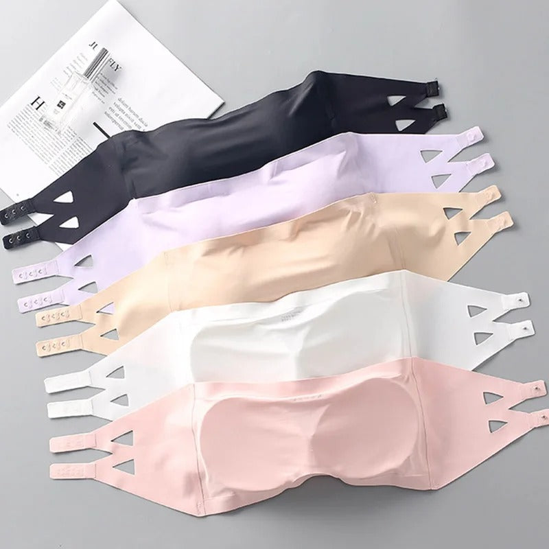 Pack Of 3 Breathable Ice Silk Padded Tube Top Strapless Bra – Adjustable, Wrapped & Summer-Friendly Bra for Women – 660