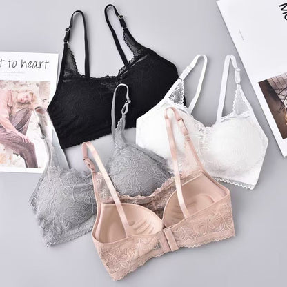 Shezaib Pack Of 2 Soft Lace Hand Push Up Lace Bralette Padded Bra For Girls