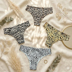 Pack Of 4 Aura Signature Animal Print Seamless Thong Set DF7367