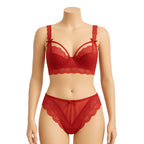 Shezaib High Quality Thin Half Cup Lace Wired Half Cup Adjustable Straps Back Closure Bridal Light Padded Bra Panty Set
