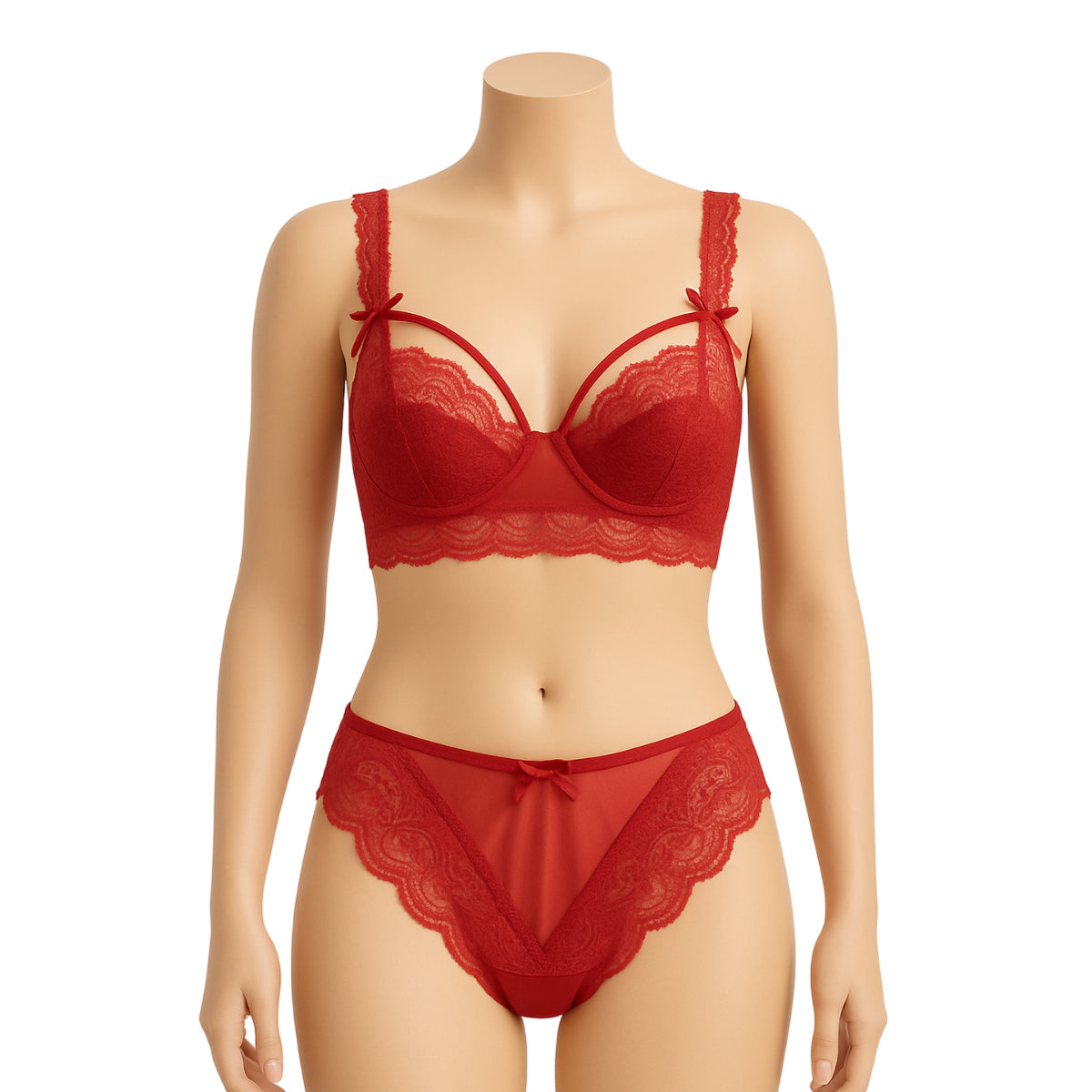 Shezaib High Quality Thin Half Cup Lace Wired Half Cup Adjustable Straps Back Closure Bridal Light Padded Bra Panty Set