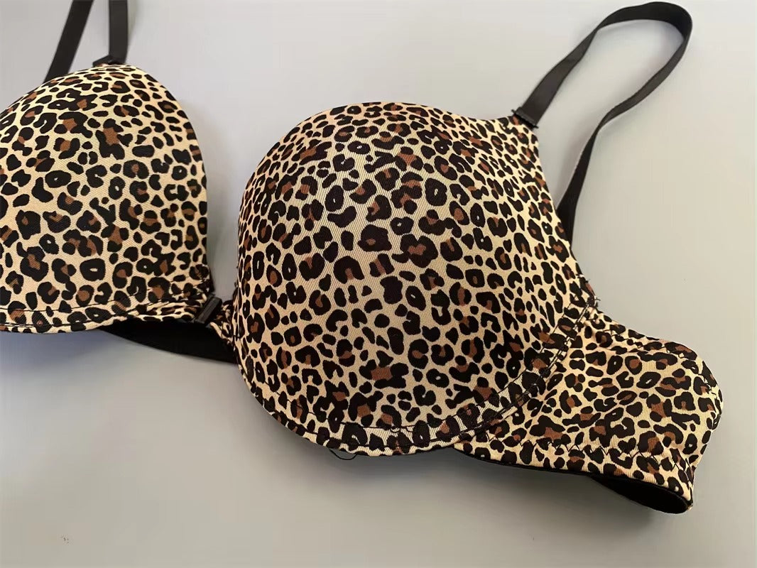 Shezaib Wired Printed Leopard Push Up Bra Front Buckle Bra For Women 1501