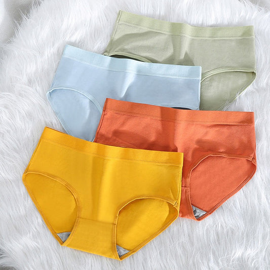 Pack Of 5 Women's Panties Mid Waist Solid Color Breathable High Elasticity Quick Dry Butt Lifting Soft Anti-Pilling Lady Underpants