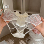 Pack Of 3 Women's Elegant Lace Panty with Beautiful Satin Bow Design, Stylish Floral Lace Detailing, Soft & Comfortable Ladies Underwear – 357