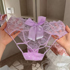 Pack Of 3 Women's Elegant Lace Panty with Beautiful Satin Bow Design, Stylish Floral Lace Detailing, Soft & Comfortable Ladies Underwear – 357