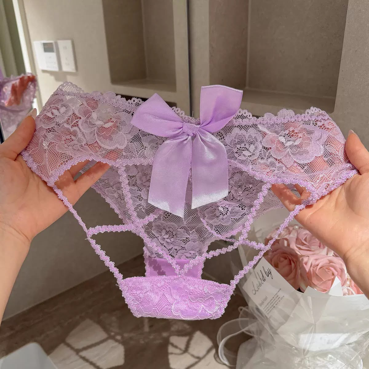 Pack Of 3 Women's Elegant Lace Panty with Beautiful Satin Bow Design, Stylish Floral Lace Detailing, Soft & Comfortable Ladies Underwear – 357