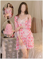 Shezaib Floral Lace Luxury Nightwear Set – 2-Piece Satin Robe & Nighty (Art: 2502-5-K)